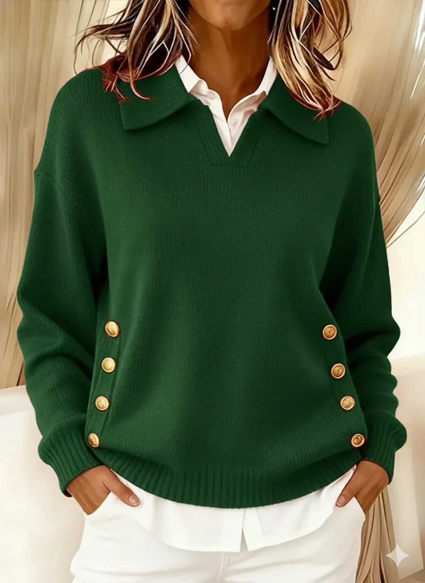 Vicenta | Pullover mit Polo-Kragen und Knöpfen