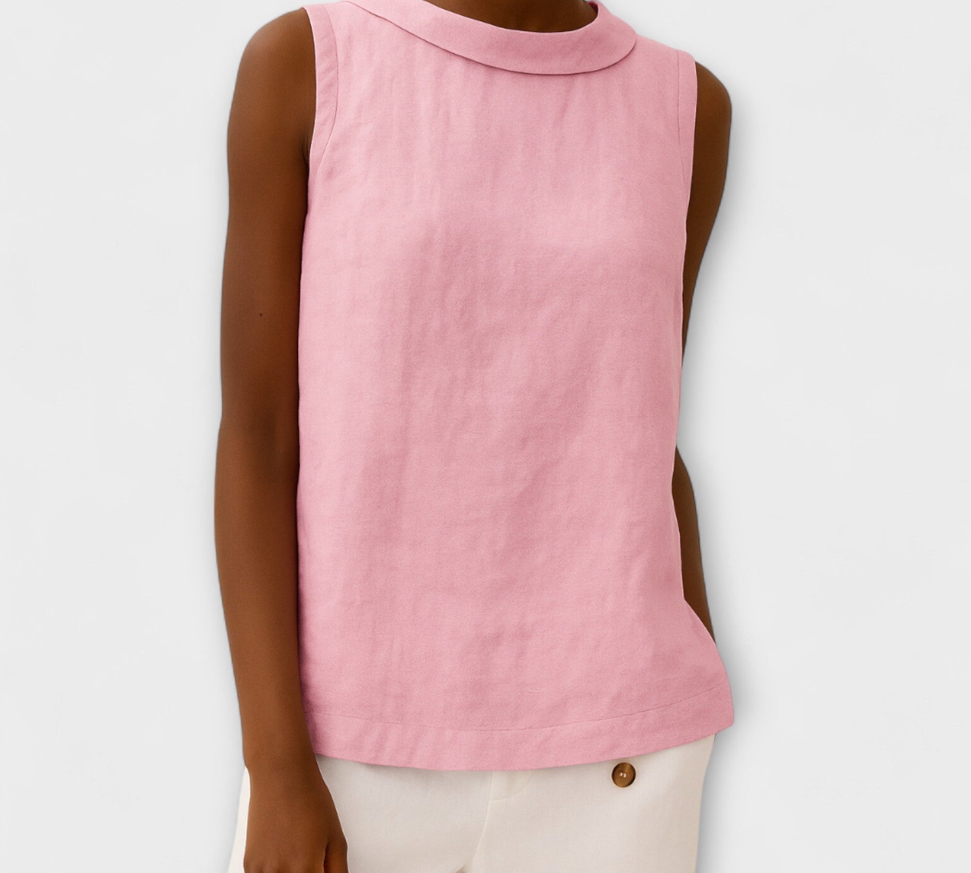 Brianna - Beige elegant sleeveless top