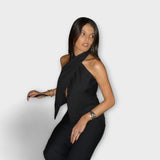 Június - Bézs Crisscross-Halterneck-Top