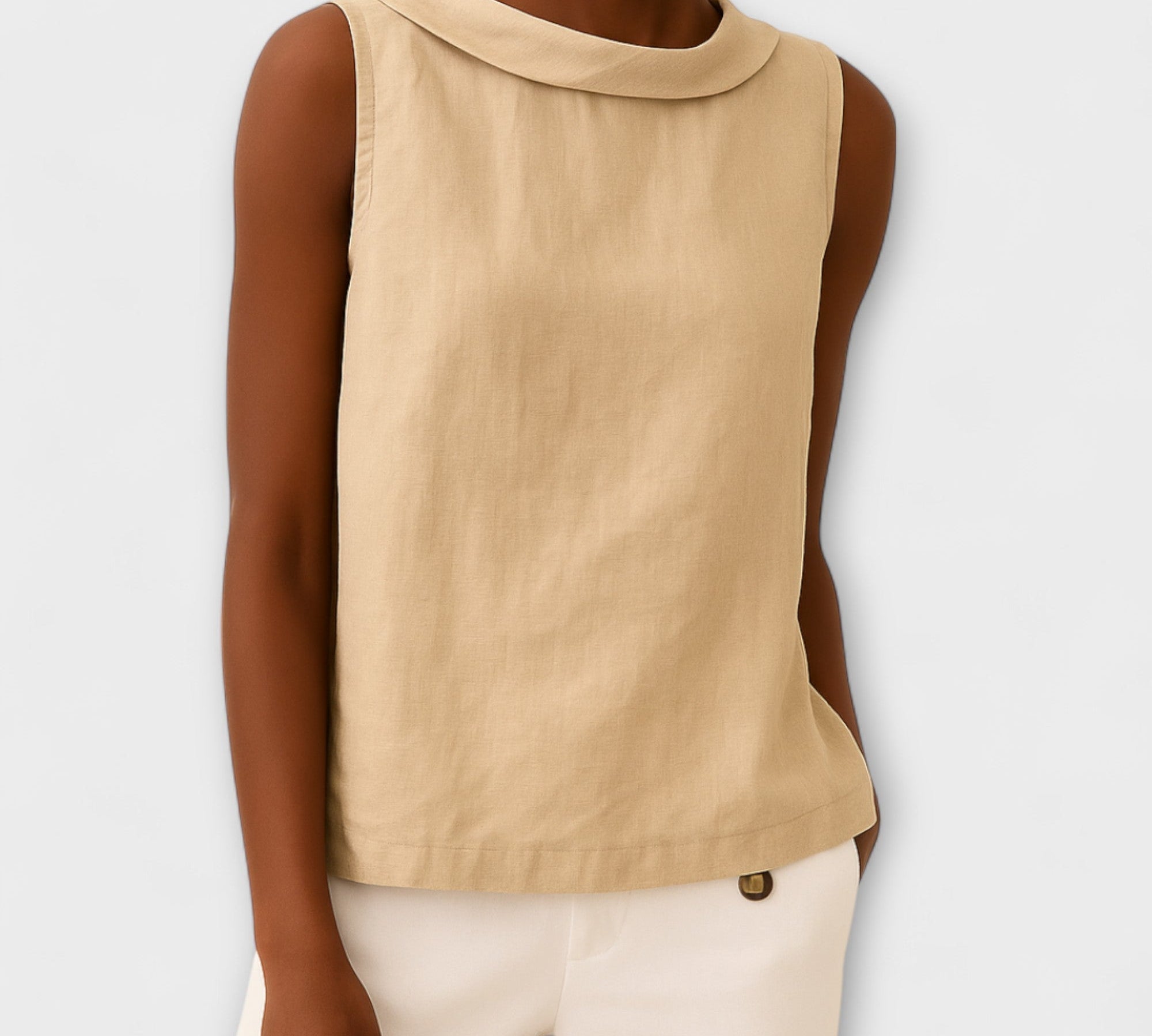 Brianna - Beige elegant sleeveless top