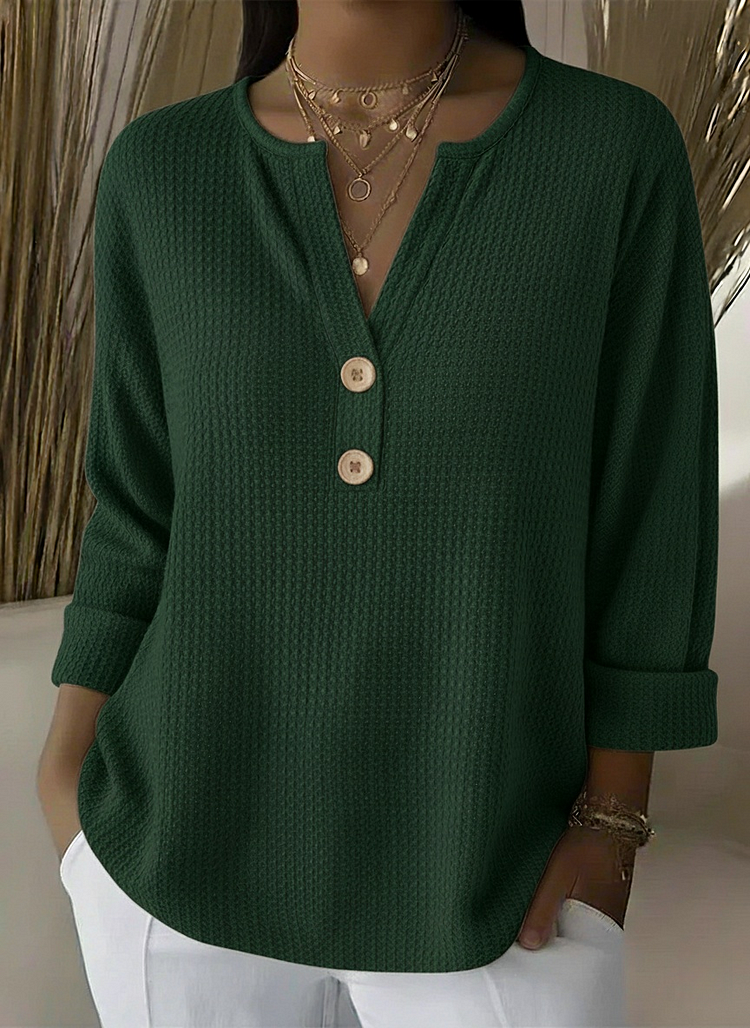 Lucía | Geknöpfte Henley T-Shirt mit Struktur