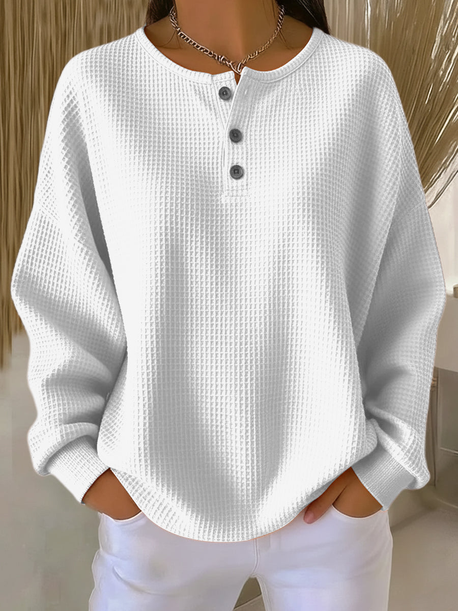 Milagros | Henley Sweatshirt mit Struktur