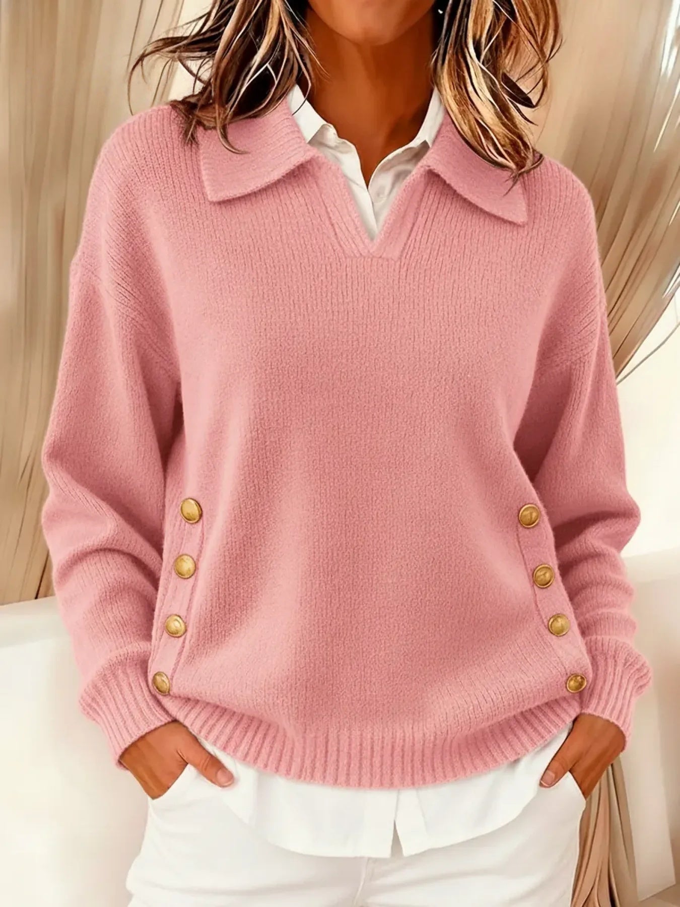 Vicenta | Pullover mit Polo-Kragen und Knöpfen