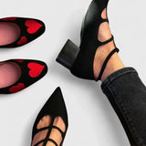 Lieselotte - Fekete T-Steg-Pumps