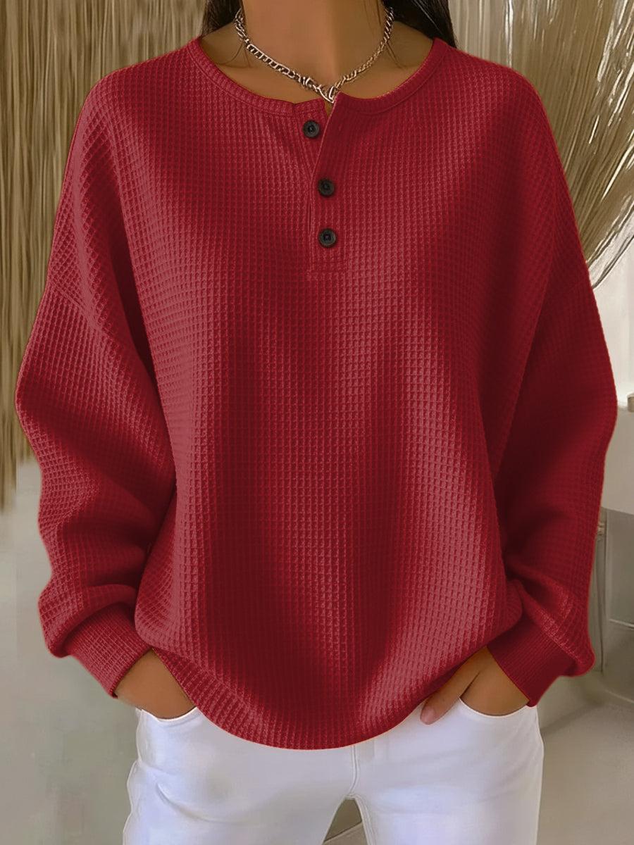 Milagros | Henley Sweatshirt mit Struktur