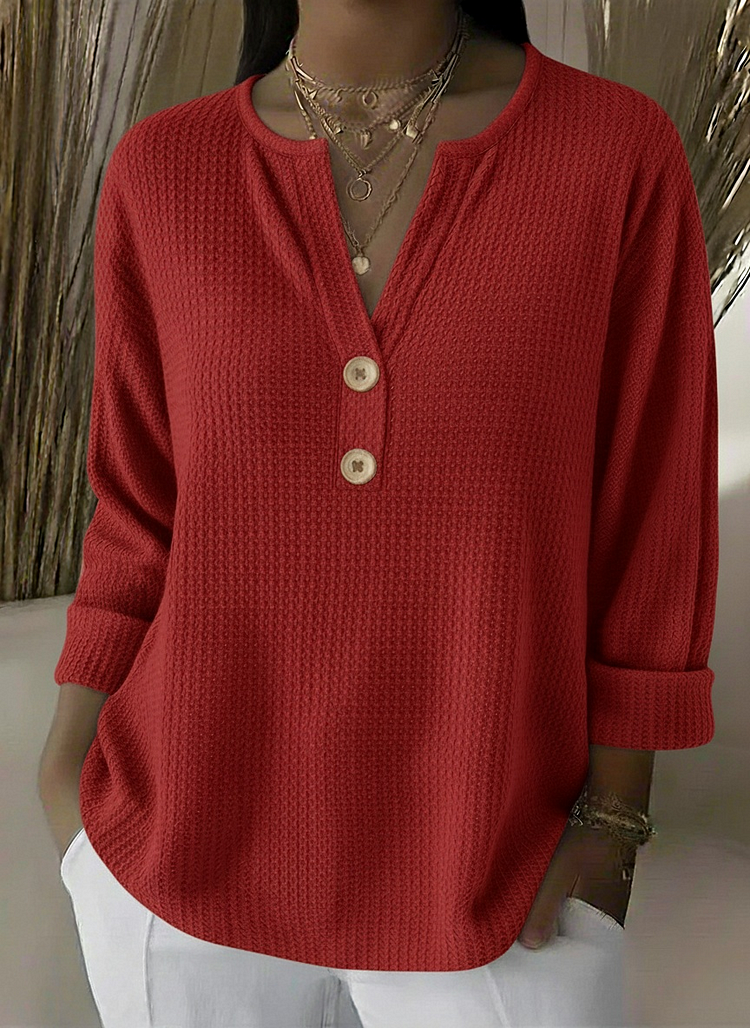 Lucía | Geknöpfte Henley T-Shirt mit Struktur