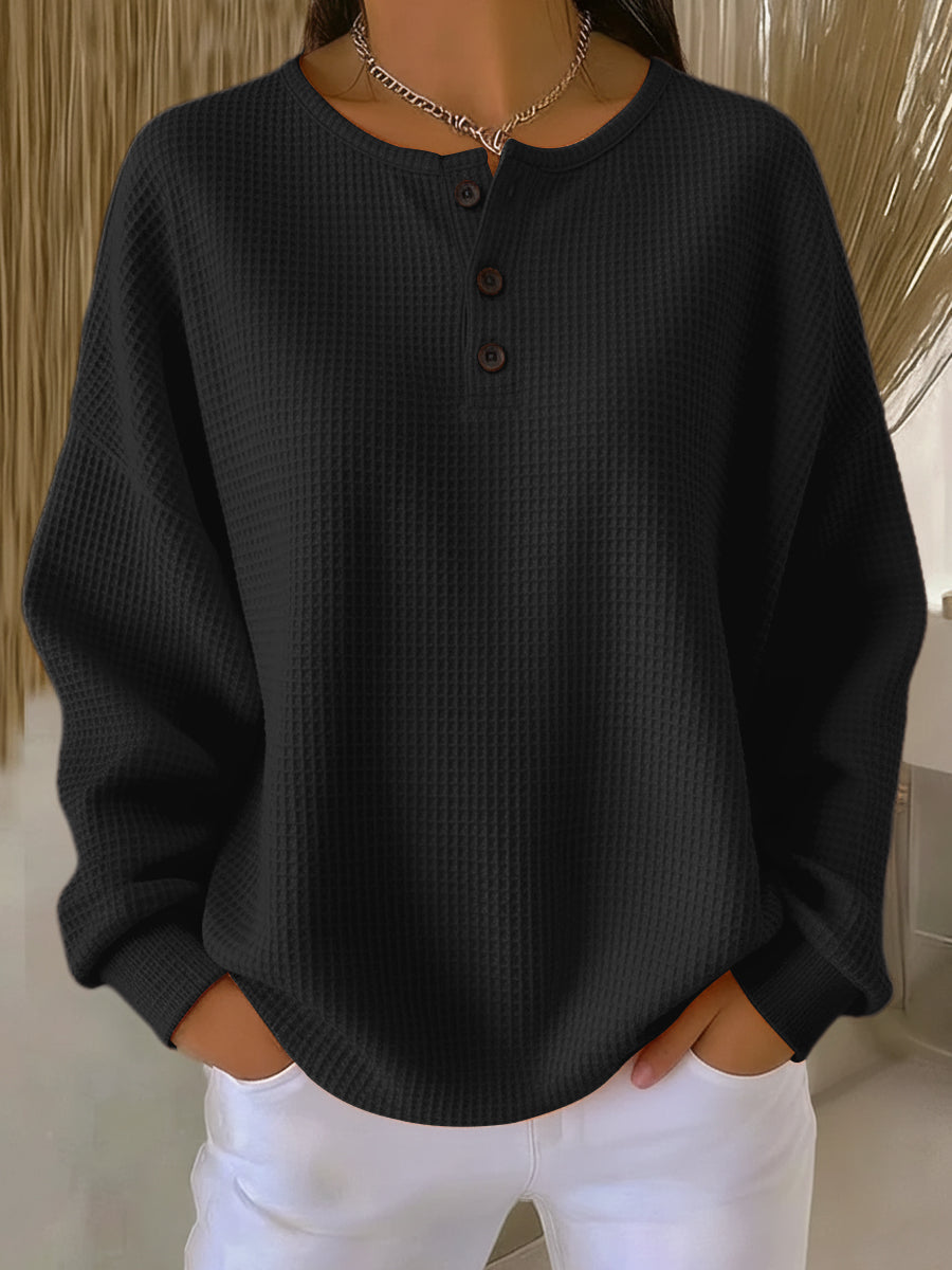 Milagros | Henley Sweatshirt mit Struktur