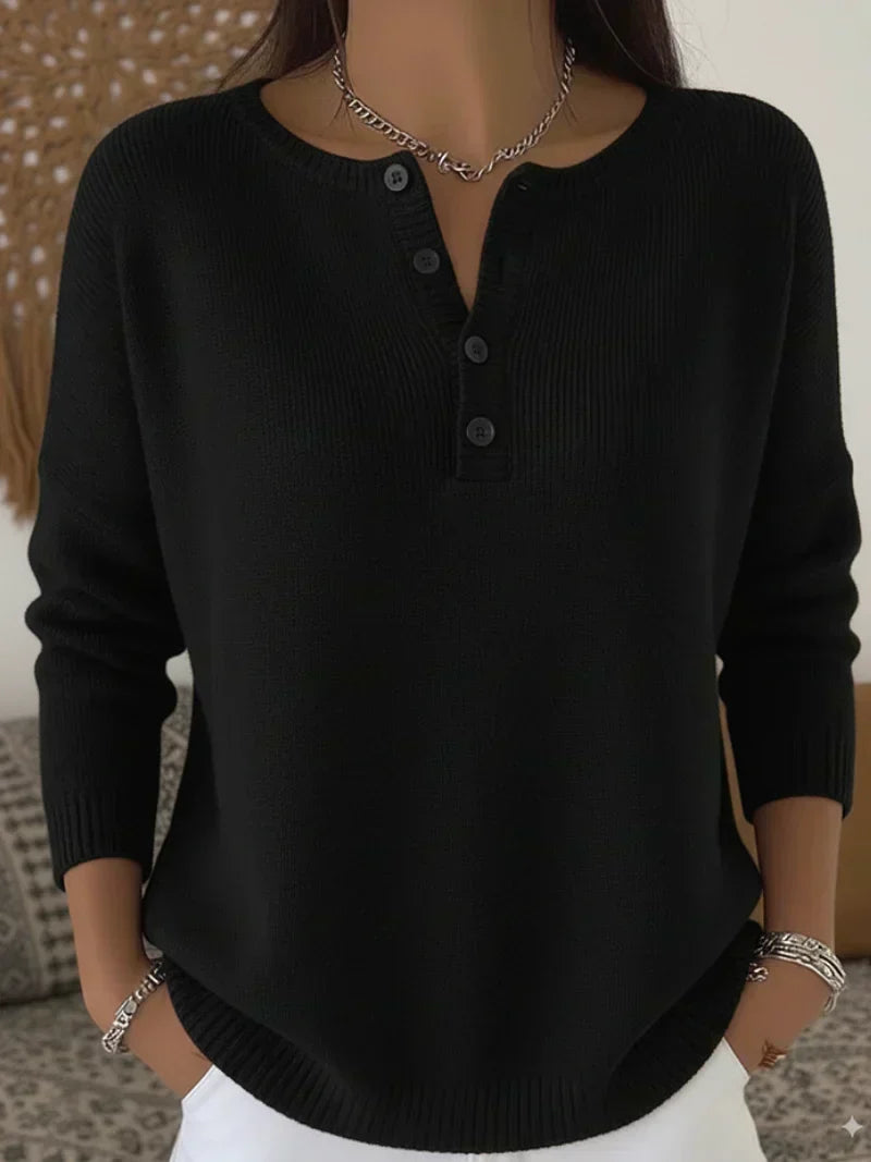 Helena | Strickpullover mit Henley-Knöpfen