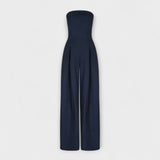 Amélie - Elegáns sötétkék bandeau overall