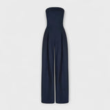 Amélie - Elegáns sötétkék bandeau overall