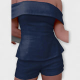 Olivia - Fehér vászon szett off-shoulder toppal