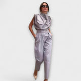 Fény Szett - Khaki színű elegáns Jumpsuit szett