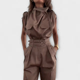 Fény Szett - Khaki színű elegáns Jumpsuit szett