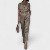 Fény Szett - Khaki színű elegáns Jumpsuit szett