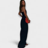 Sandrine - Elegáns sötétkék bandeau overall