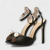 Liesel - Fekete Peep-Toe Stiletto