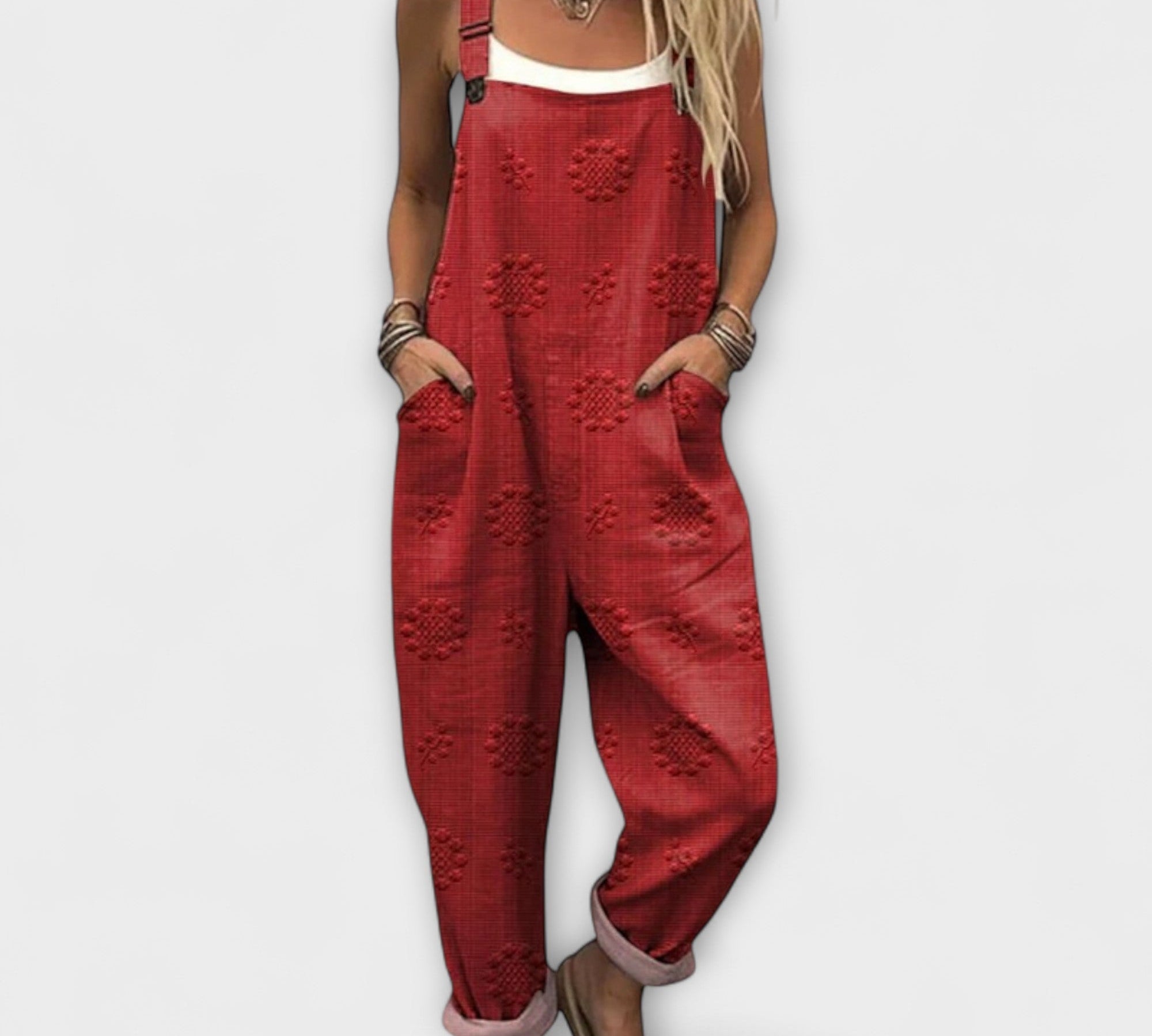 Petra - Blue Floral Overalls