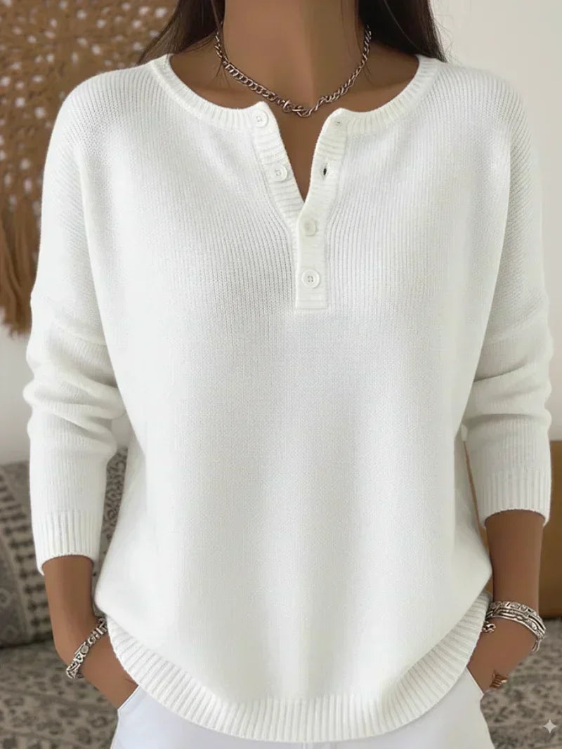 Helena | Strickpullover mit Henley-Knöpfen