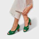 Ottilie - Zöld Peeptoe-Szandál