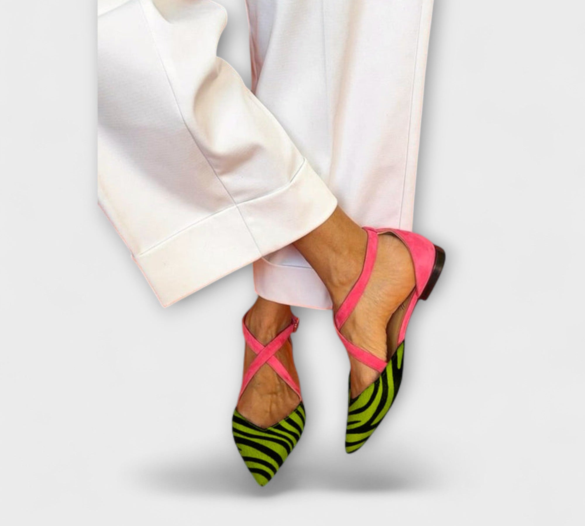 Sieghild - Zebramintás slingback rózsaszínben