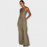 Amélie - Elegáns sötétkék bandeau overall