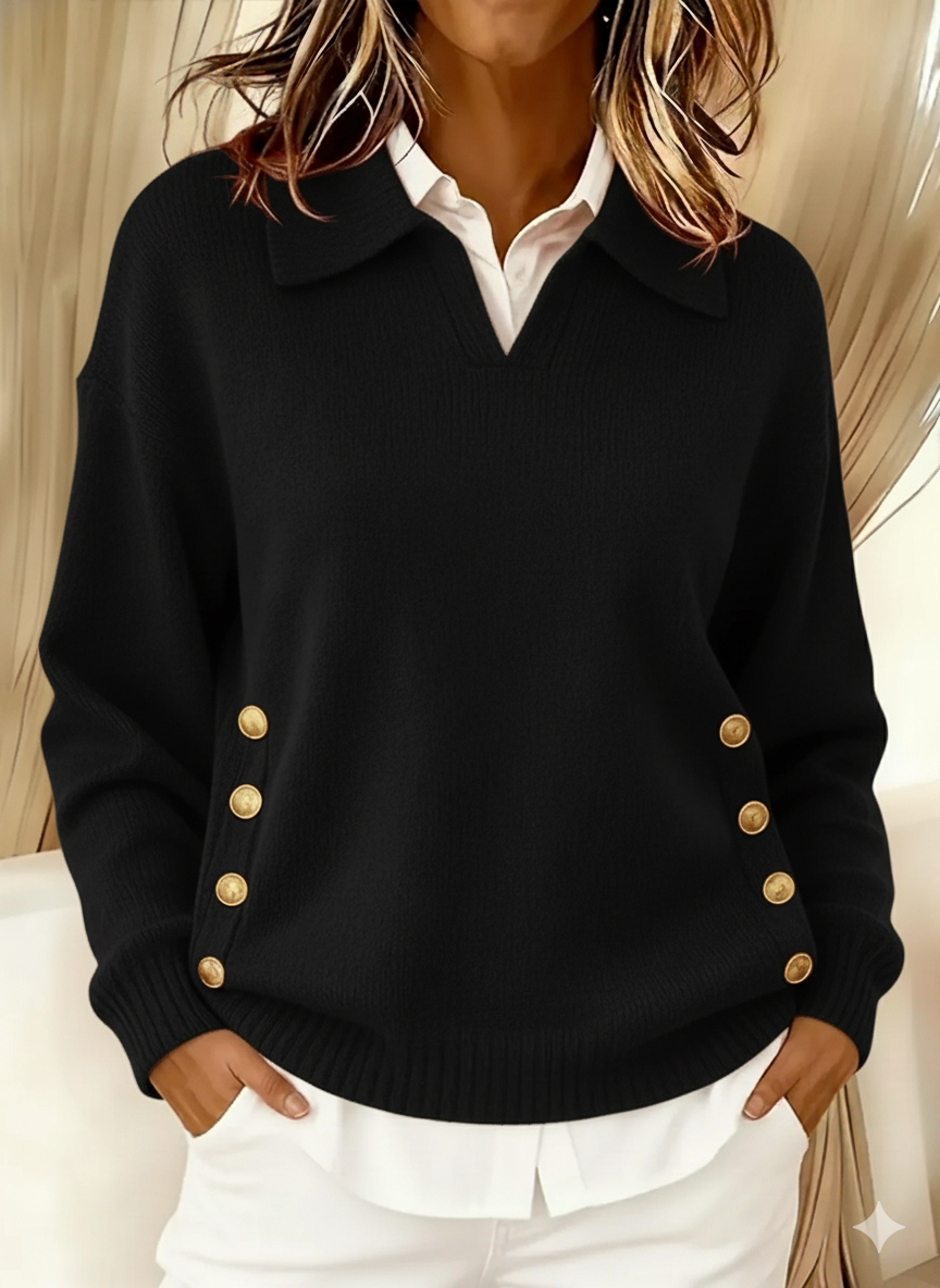 Vicenta | Pullover mit Polo-Kragen und Knöpfen