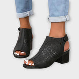 Berta - Fekete Peeptoe Csizmák