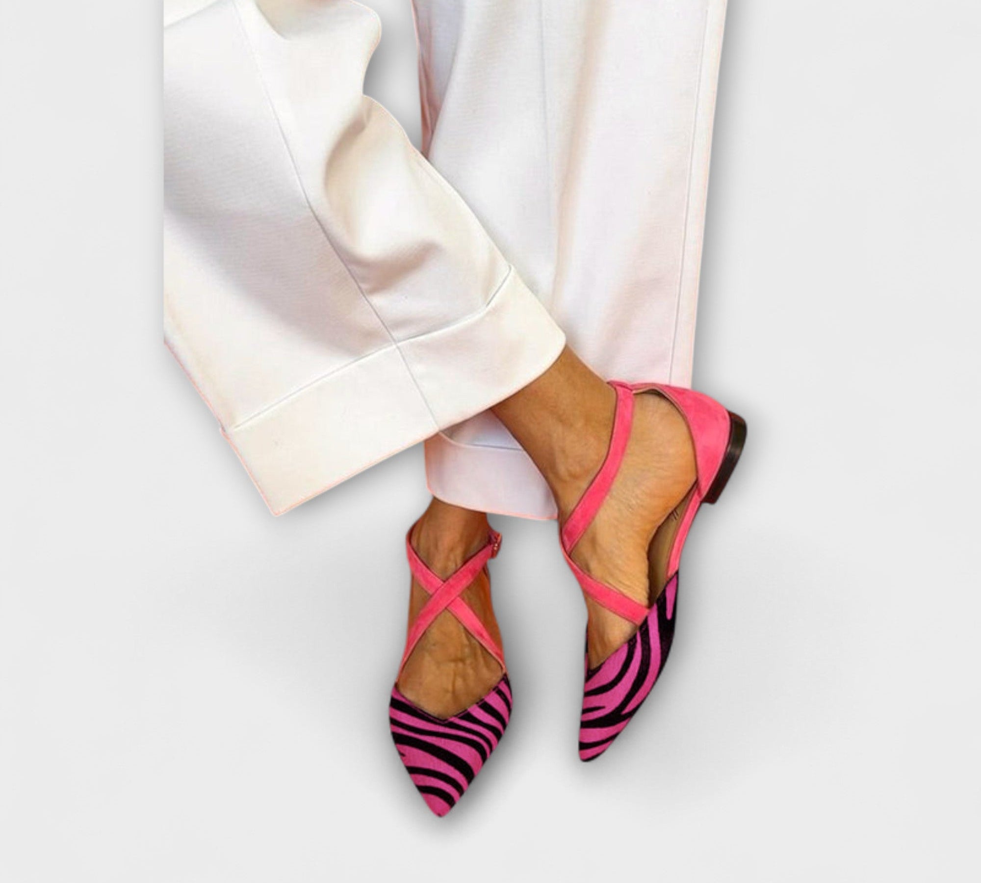 Sieghild - Zebramintás slingback rózsaszínben