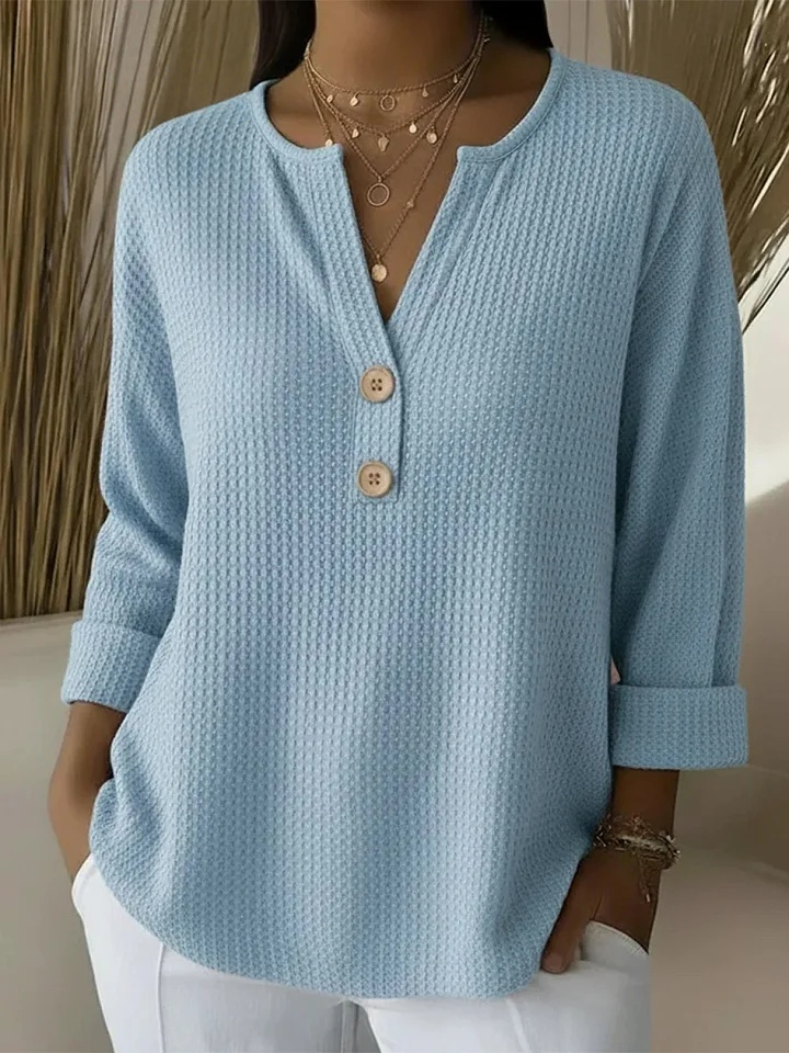 Lucía | Geknöpfte Henley T-Shirt mit Struktur