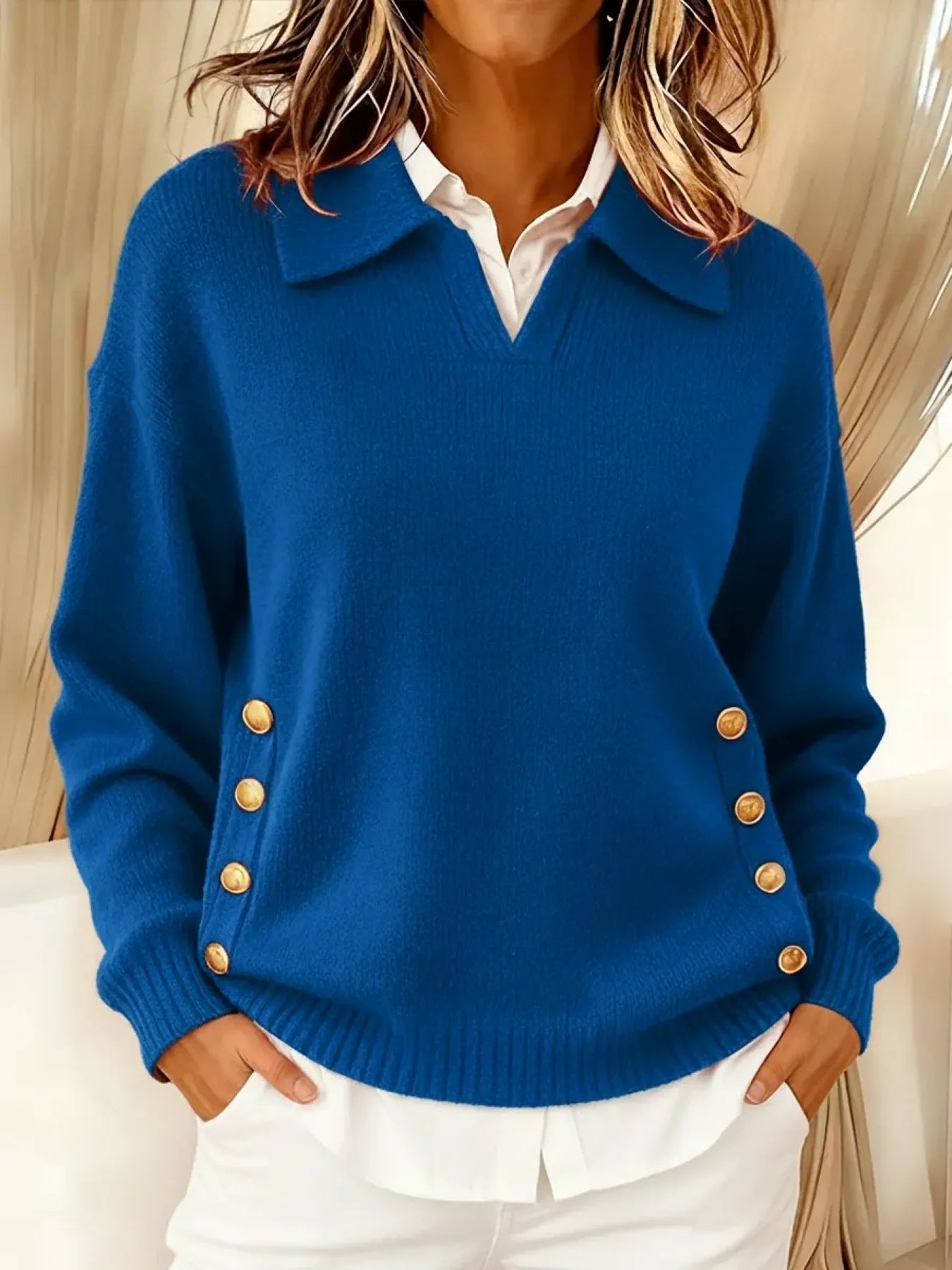 Vicenta | Pullover mit Polo-Kragen und Knöpfen