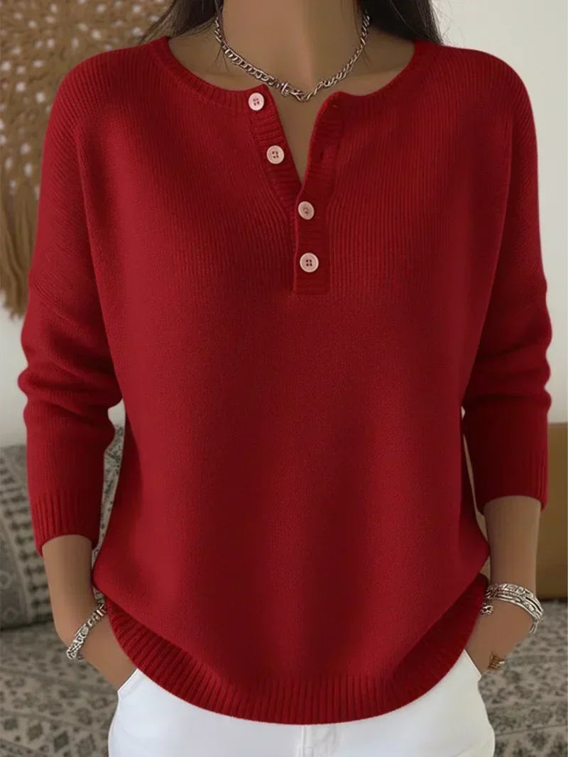 Helena | Strickpullover mit Henley-Knöpfen