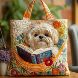 Kézműves táska “Shih Tzu könyvvel és virágokkal”