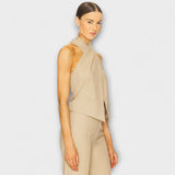 Június - Bézs Crisscross-Halternyakú Top