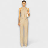 Június - Bézs Crisscross-Halterneck-Top